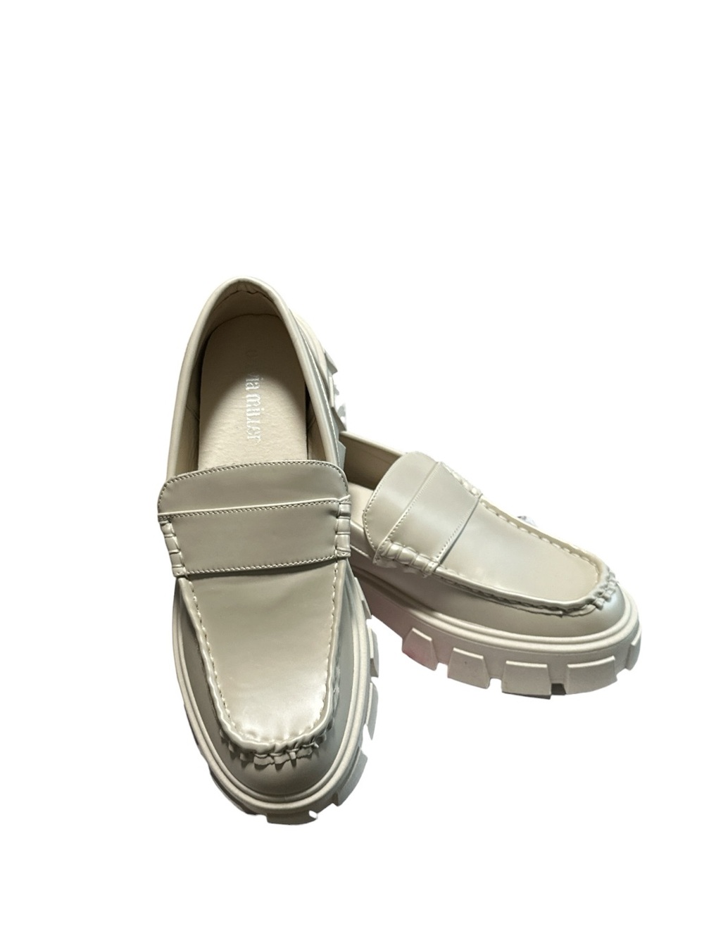 Olivia Miller Cream Chunky Platform Penny Loafers